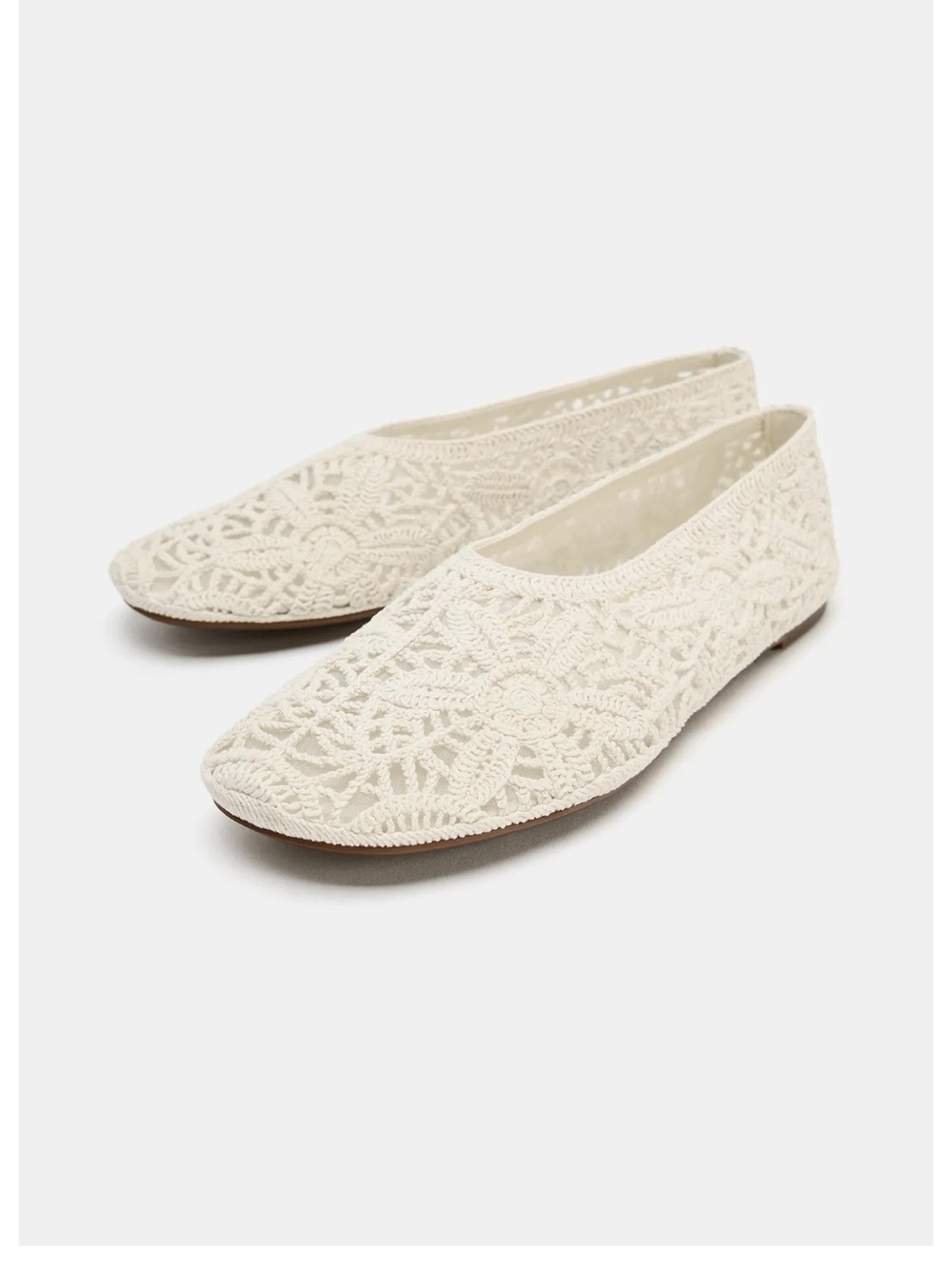 Floral Crochet Ballet Flats - Women's Slip-On Shoes
